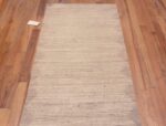 Top of Light Ivory Cream Background Color Minimalist Solid Abstract Design Modern Hallway Runner Rug 11094 by Nazmiyal Antique Rugs
