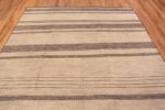 Top of Modern Cream and Charcoal Color Minimalist Geometric Room Size Area Rug 11357 by Nazmiyal Antique Rugs