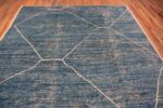 Top of Simplistic Modern Minimalist Light Blue Color Tribal Moroccan Beni Ourain Design Contemporary Rug 11474 by Nazmiyal Antique Rugs