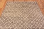 Top of Modern Room Size Grey Abrash Background Ivory Tribal Geometric Honeycomb Pattern Area Rug 11251 by Nazmiyal Antique Rugs