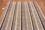 Top of A Decorative Modern Room Size Stripped Design Black and White Color Contemporary Area Rug 11355 by Nazmiyal Antique Rugs