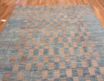 Top of Beautiful And Artistic Modern Tribal Geometric Checkboard Design Light Blue And Neutral Room Size Area Rug 11400 by Nazmiyal Antique Rugs