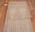 Top of Neutral Color Artistic Tribal Design Modern Hallway Runner Rug 11058 by Nazmiyal Antique rugs