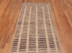 Top of Neutral Color Artistic Tribal Geometric Pattern Modern Hallway Runner Rug 11141 by Nazmiyal Antique rugs