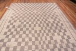 Top of Neutral Cream Grey Tribal Checkboard Design Modern Area Rug 11582 by Nazmiyal Antique Rugs