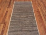 Top of Neutral Earthy Grey Minimalist Solid Abstract Modern Hallway Runner Abrash Rug 11170 by Nazmiyal Antique rugs