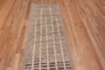Top of Beautiful Neutral Grey Color Simplistic Geometric Design Modern Contemporary Hallway Runner Rug 11143 by Nazmiyal Antique Rugs