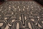 Top of Oversized Black and White Color Art Deco Design Contemporary Modern Area Rug 11853 by Nazmiyal Antique Rugs