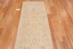 Top of Soft Neutral Modern Decorative Tribal Turkish Oushak Design Runner Rug 11206 by Nazmiyal Antique Rugs