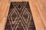 Top of Tribal Geometric Diamond Pattern Modern Brown Hallway Runner Rug 11180 by Nazmiyal Antique Rugs