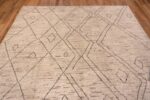 Top of Tribal Geometric Moroccan Berber Beni Ourain Inspired Design Modern Cream Color Area Rug 11413 by Nazmiyal Antique Rugs
