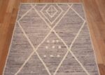 Top of Tribal Neutral Earthy Grey Color Geometric Design Hallway Runner Rug 11175 by Nazmiyal Antique Rugs