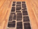 Top of Tribal Primitive Geometric Block Design Charcoal and Cream Color Modern Hallway Runner Rug 11171 by Nazmiyal Antique Rugs