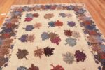 Top of Vintage Ivory Background Persian Khorassan Area Rug 72503 by Nazmiyal Antique Rugs