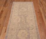 Top of Warm Grey Neutral Tribal Turkish Oushak Design Modern Hallway Runner Rug 11197 by Nazmiyal Antique Rugs