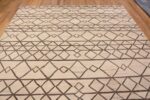 Top of White And Brown Geometric Contemporary Modern Room Size Area Kilim Rug 11522 by Nazmiyal Antique Rugs