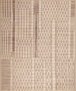 Ivory Background Light Brown Color Tribal Geometric Design Modern Room Size Area Rug 11341 by Nazmiyal Antique Rugs