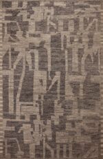 An Impressively Artistic Tribal Geometric Neutral Earth Tone Grey Modern Contemporary Room Size Rug 11600 by Nazmiyal Antique Rugs
