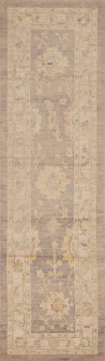 Warm Grey Neutral Tribal Turkish Oushak Design Modern Hallway Runner Rug 11197 by Nazmiyal Antique Rugs
