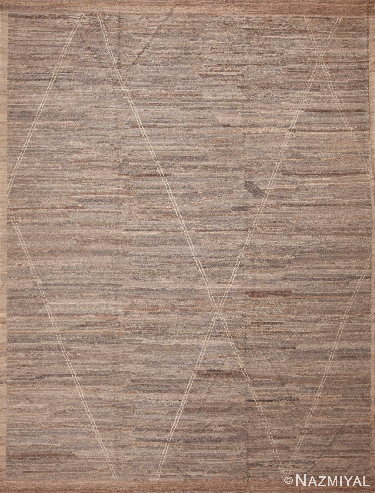 Facinating and Decorative Modern Abstract Minimalist Tribal Geometric Design In Earthtone Grey Color Room Size Area Rug 11649 by Nazmiyal Antique Rugs