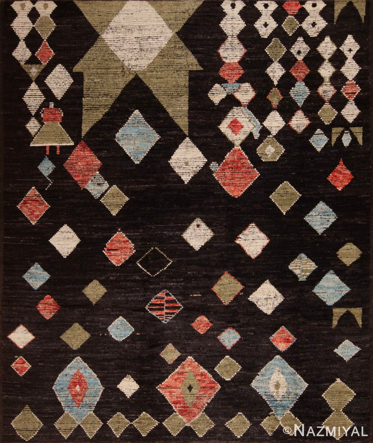 Bold Graphic Primitive Tribal Geometric Design Modern Room Size Area Rug 11362 by Nazmiyal Antique Rugs