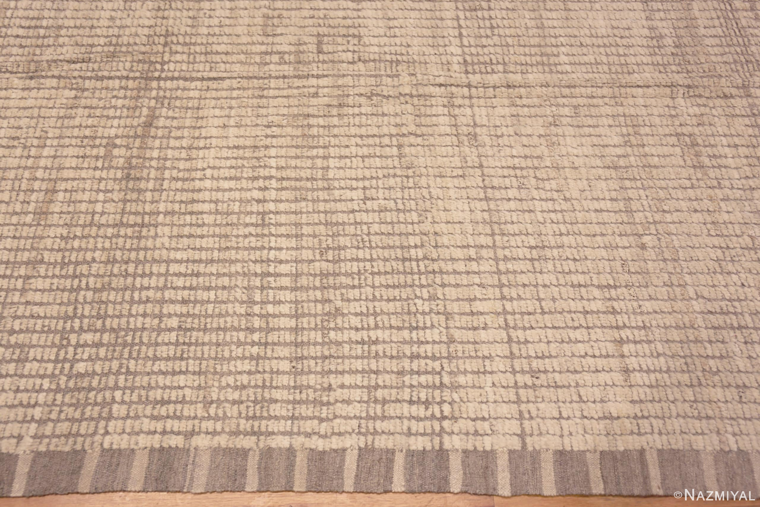 Border of Large Neutral Minimalist Cream Color Modern Contemporary Area Rug 11779 by Nazmiyal Antique Rugs