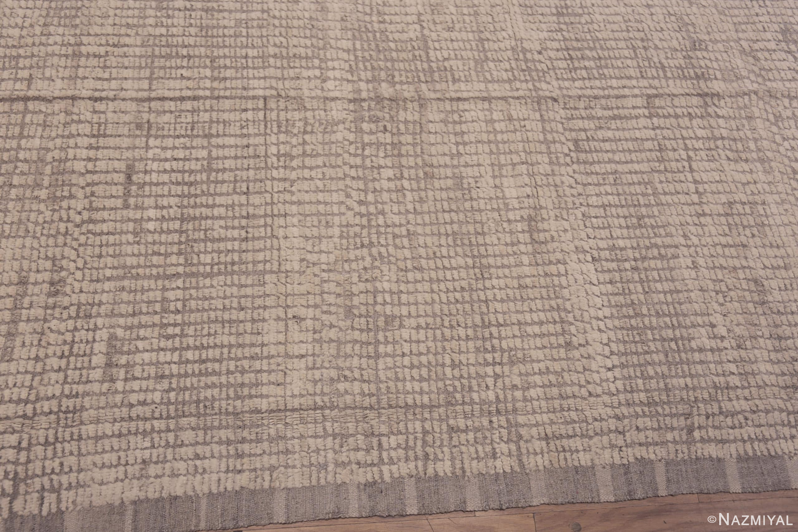 Border of Decorative and Versatile Large Size Soft Light Ivory Cream Color Solid Abstract Design Modern Area Rug 11804 by Nazmiyal Antique Rugs