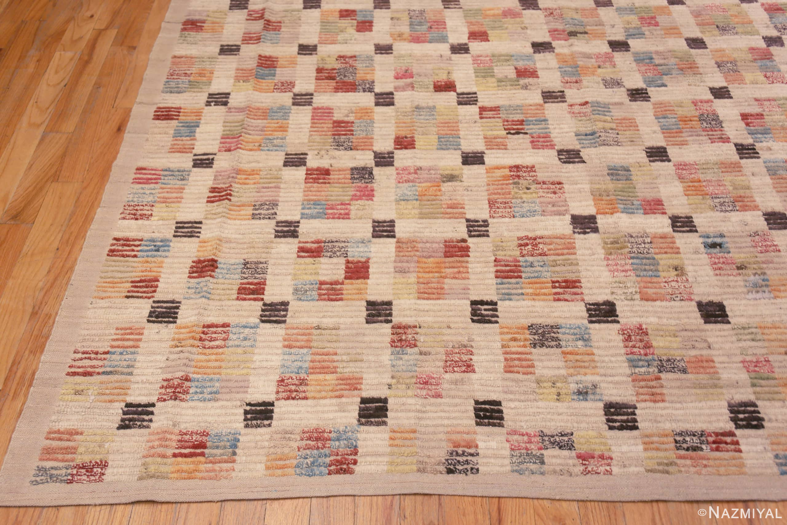 Corner of Eclectic Colorful Geometric Modern Decorative Area Rug 11676 by Nazmiyal Antique Rugs