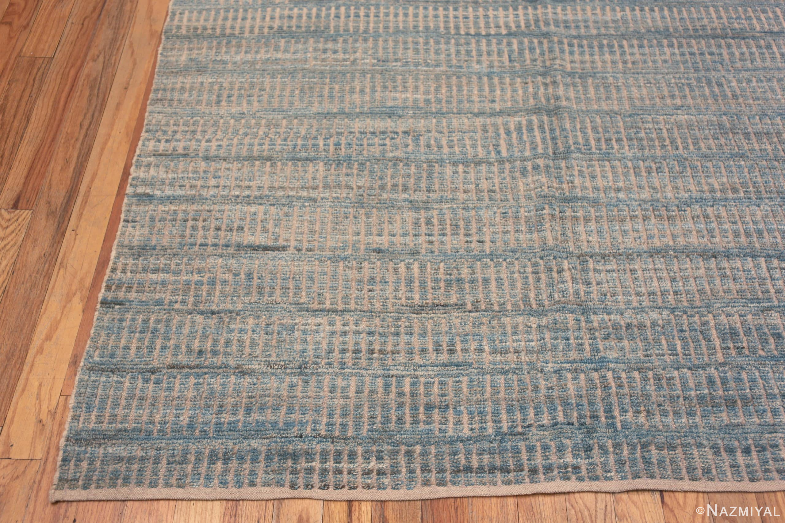 Corner of Geometric Tribal Design Soft Light Blue Color Modern Room Size Rug 11226 by Nazmiyal Antique Rugs