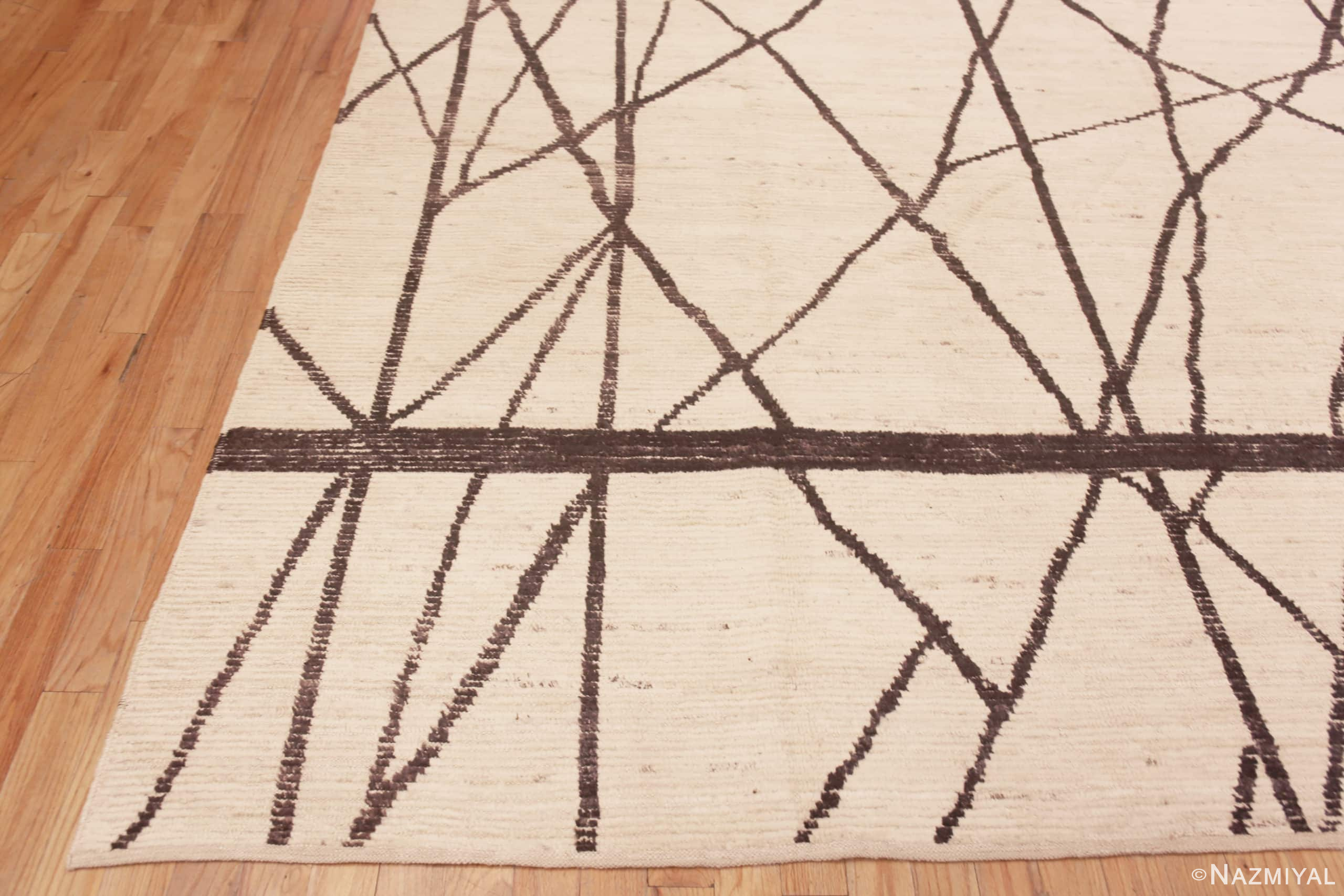 Modern Contemporary Ivory Geometric Area Rug 11486 Nazmiyal