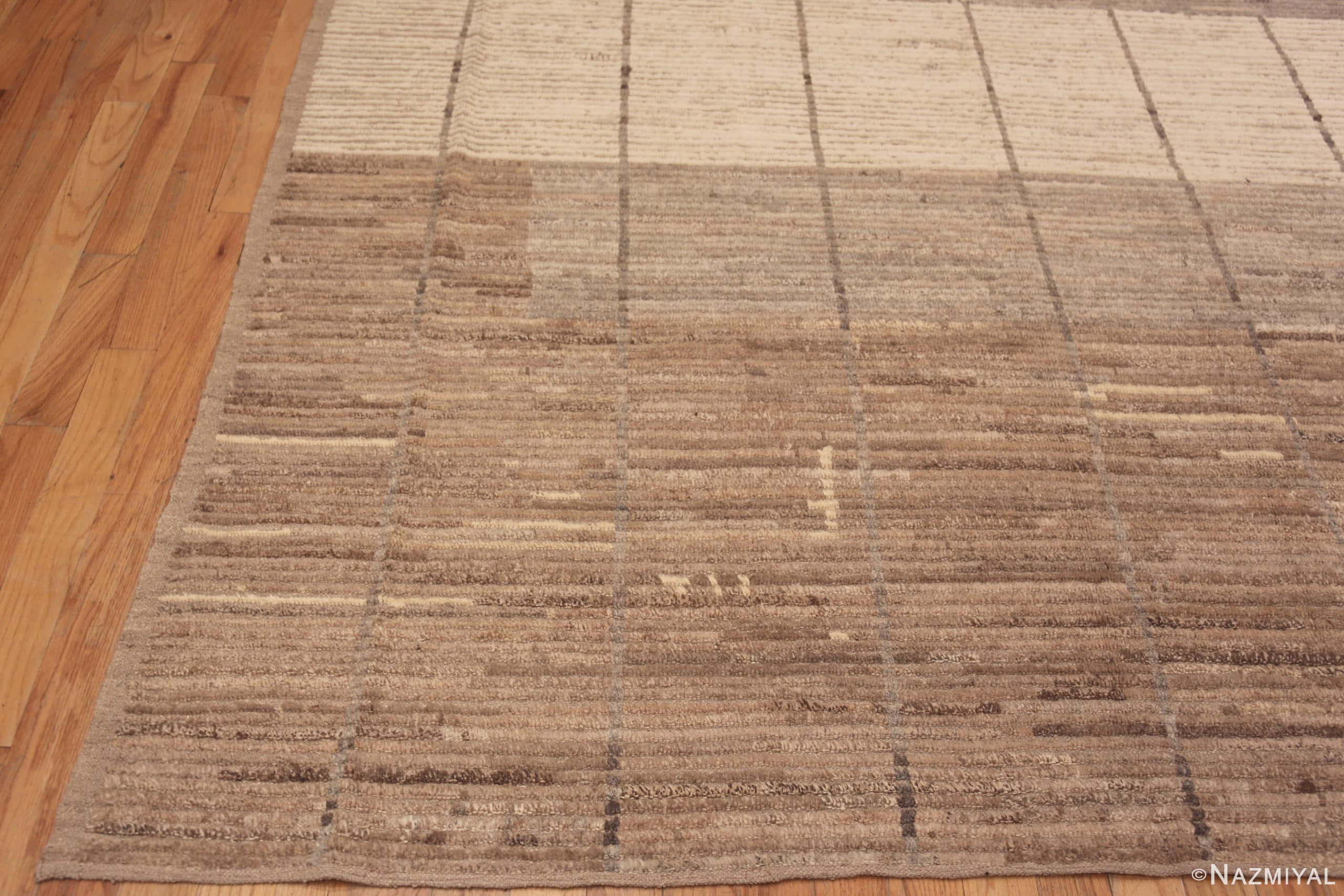 Corner of Modern Minimalist Geometric Design Earthy Color Contemporary Room Size Area Rug #11606 by Nazmiyal Antique Rugs