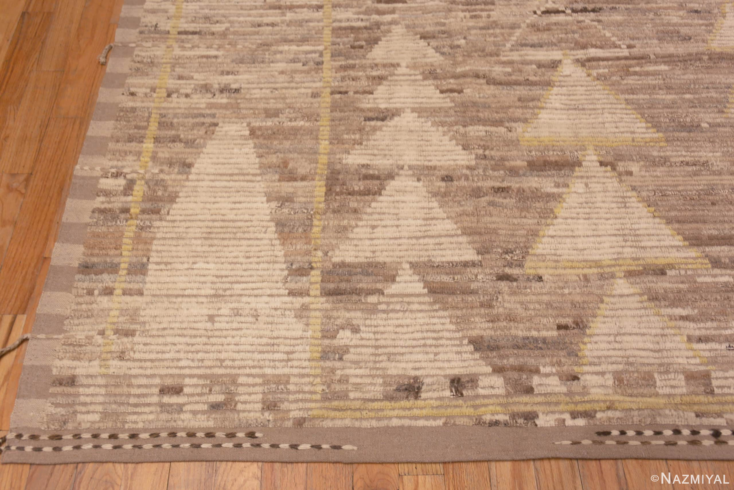 Corner of An Artistic Modern Room Size Tribal Geometric Brown Earth Tone Color Area Rug 11417 by Nazmiyal Antique Rugs