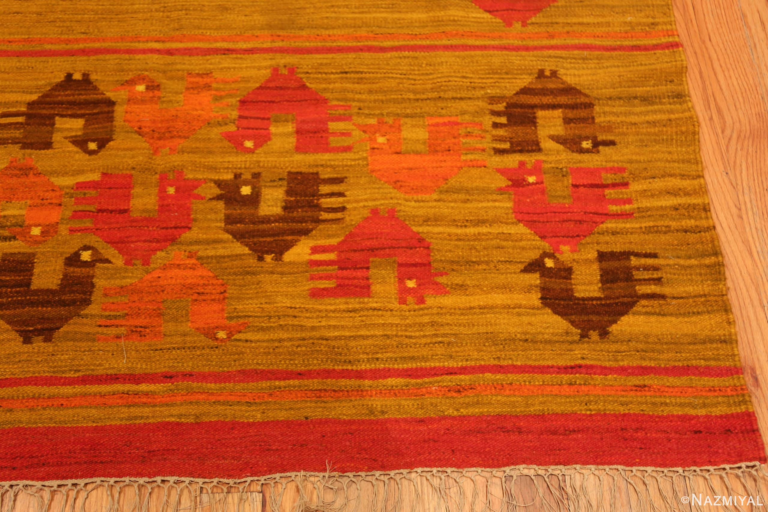 Corner of Vintage Scandinavian Swedish Rug 72501 by Nazmiyal Antique Rugs