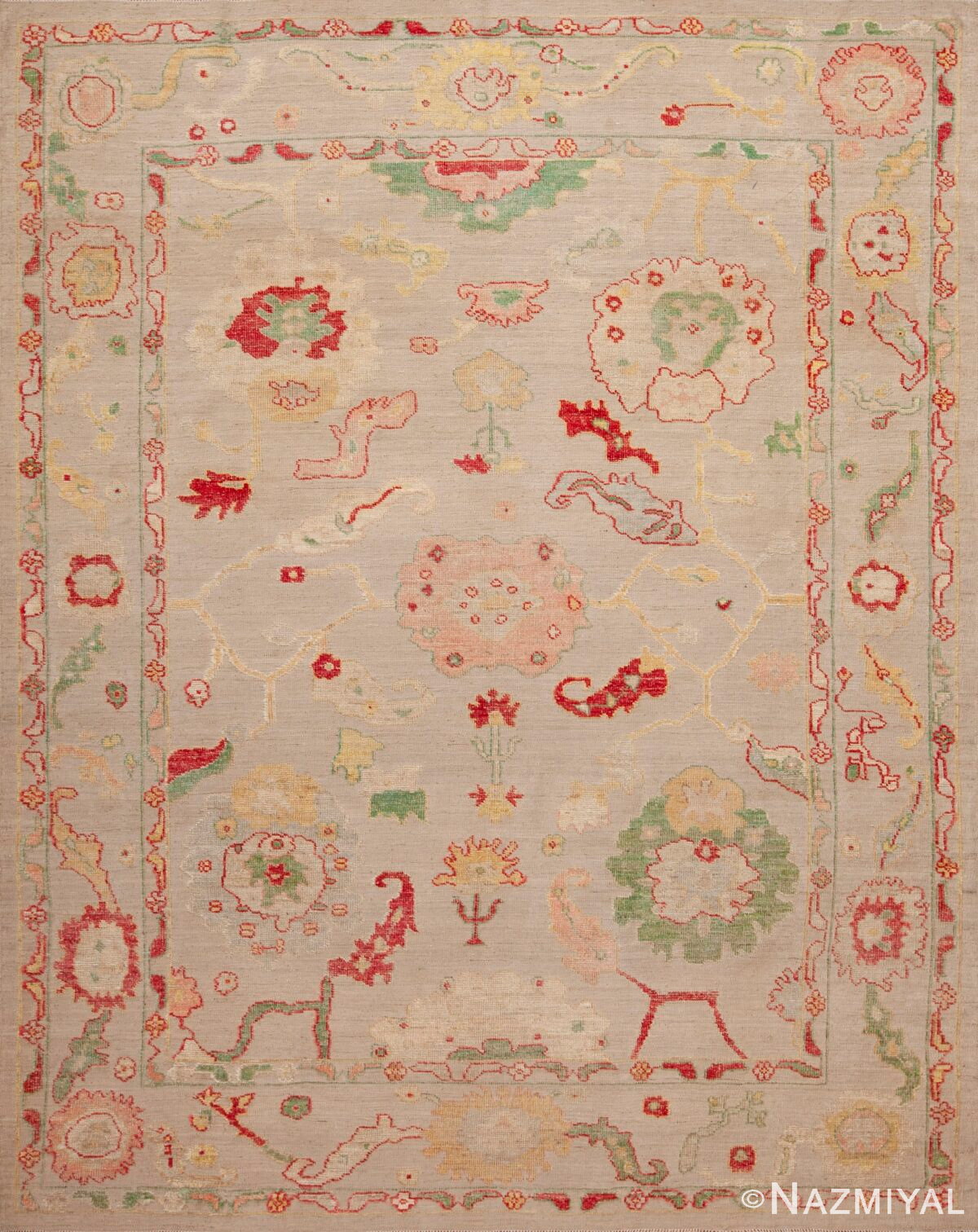 Beautifully Refined Decorative Modern Large Scale Turkish Oushak Design Room Size Area Rug 11373 by Nazmiyal Antique Rugs