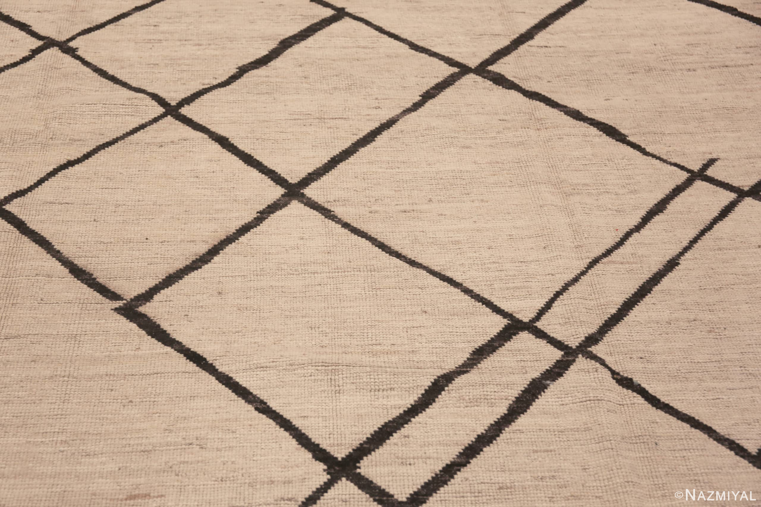 Details of Beautiful And Versatile Modern Contemporary Ivory Color Minimalist Geometric Design Room Size Area Rug 11489 by Nazmiyal Antique Rugs