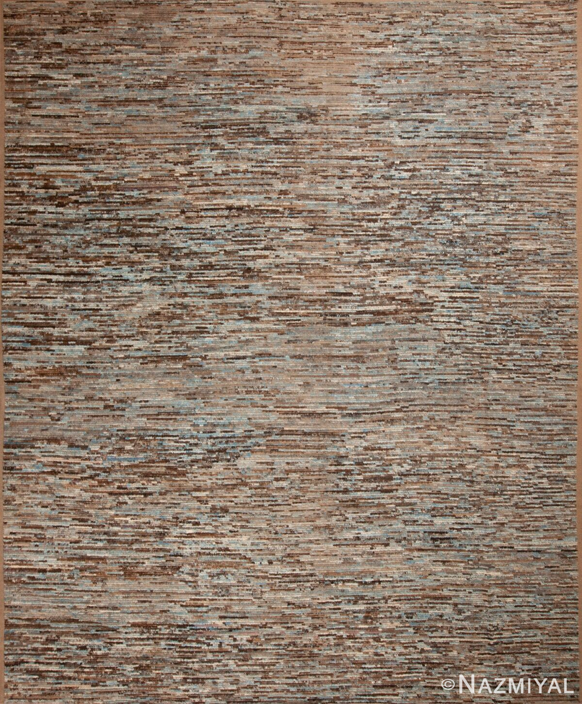 Beautifully Artistic Earthy Brown and Blue Color Abstract Contemporary Design Large Modern Room Size Area Rug 11699 by Nazmiyal Antique Rugs