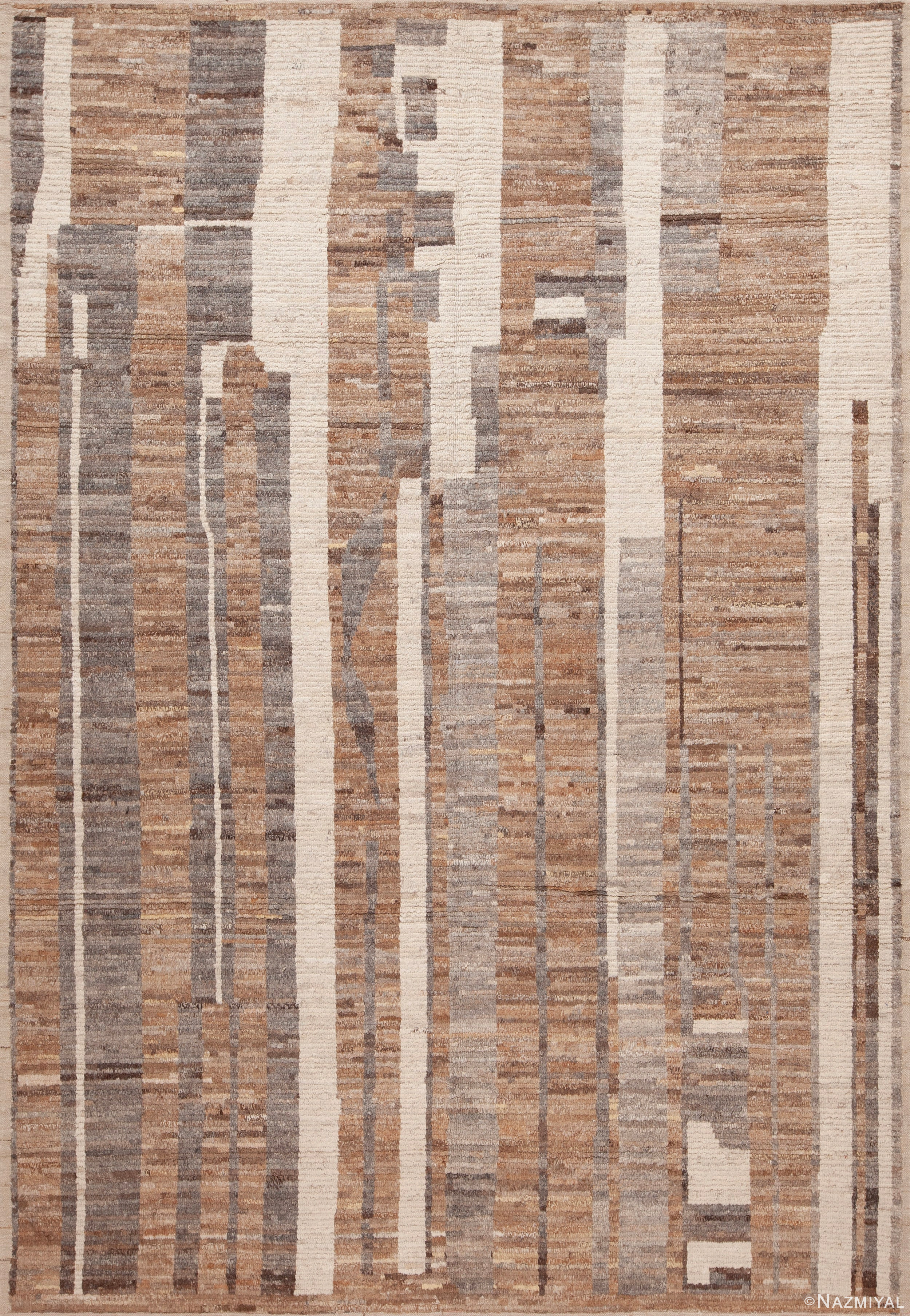 Earthy Neutral Tribal Geometric Modern Area Rug 11247 Nazmiyal
