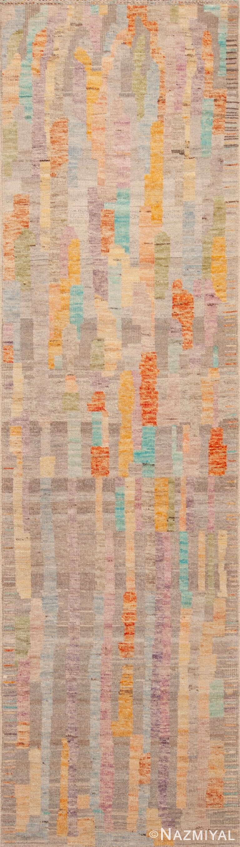 Rustic Moden Rug Grey Rustic Tribal Geometric Modern Runner Rug 11027 Nazmiyal