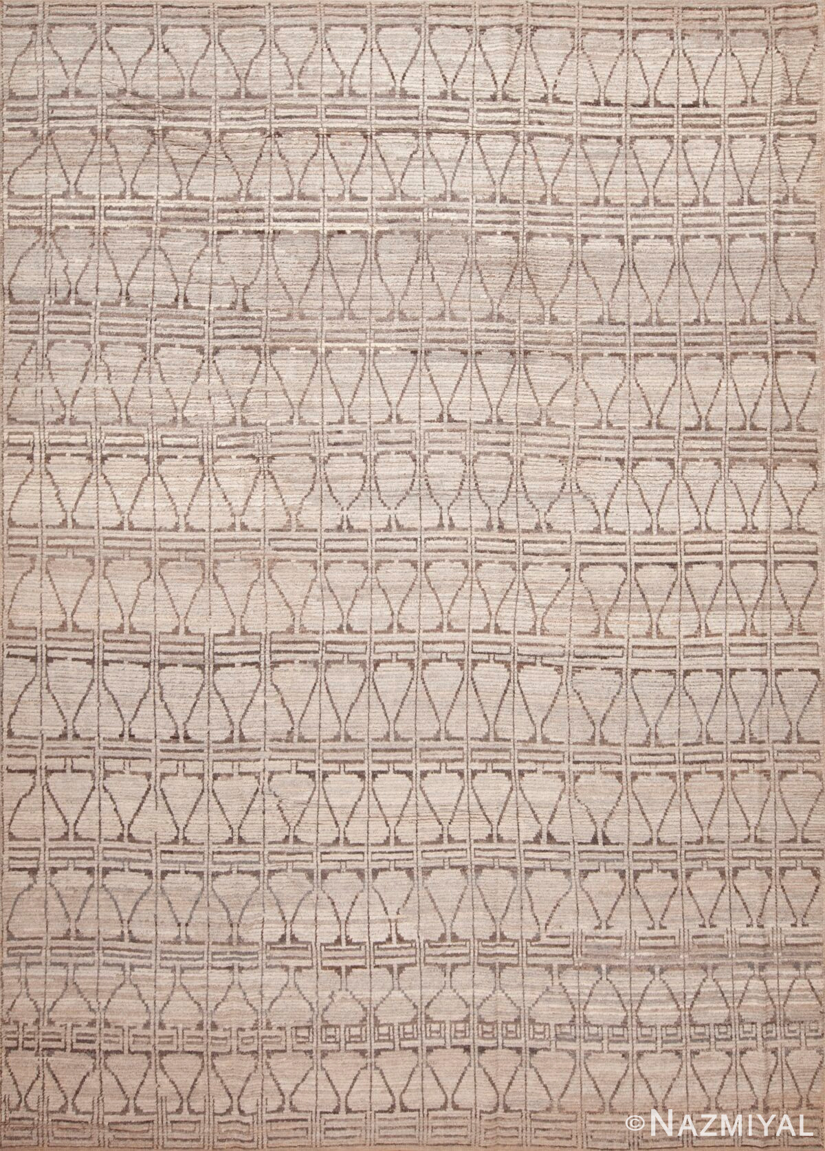 Beautiful Light Ivory Cream Color Tribal Geometric Design Modern Room Size Area Rug 11597 by Nazmiyal Antique Rugs