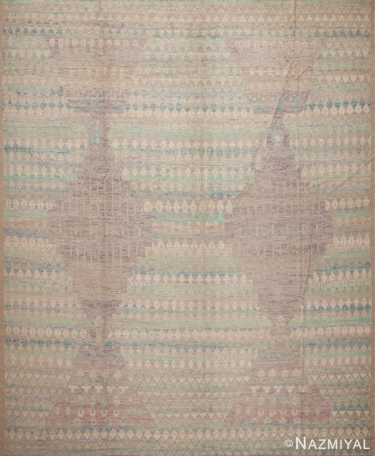 Beautifully Facinating And Decorative Large Size Tribal Geometric Design With Soft Pastel Colors Modern Area Rug 11725 by Nazmiyal Antique Rugs