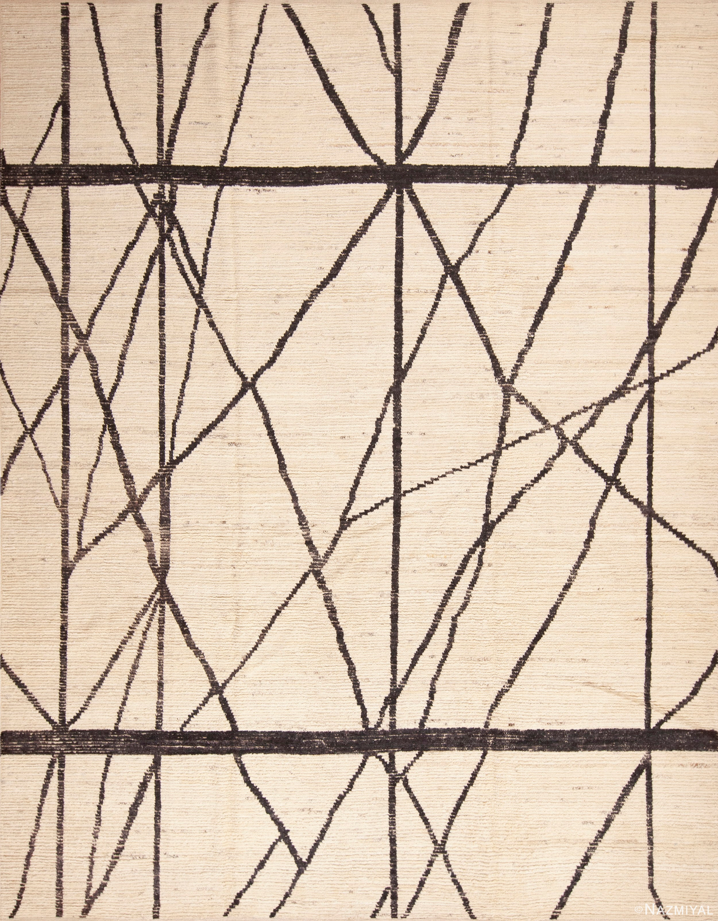 Modern Contemporary Ivory Geometric Area Rug 11486 Nazmiyal