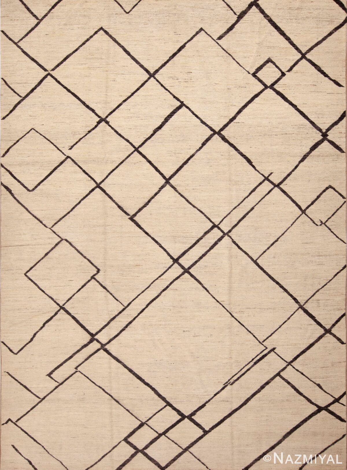Beautiful And Versatile Modern Contemporary Ivory Color Minimalist Geometric Design Room Size Area Rug 11489 by Nazmiyal Antique Rugs