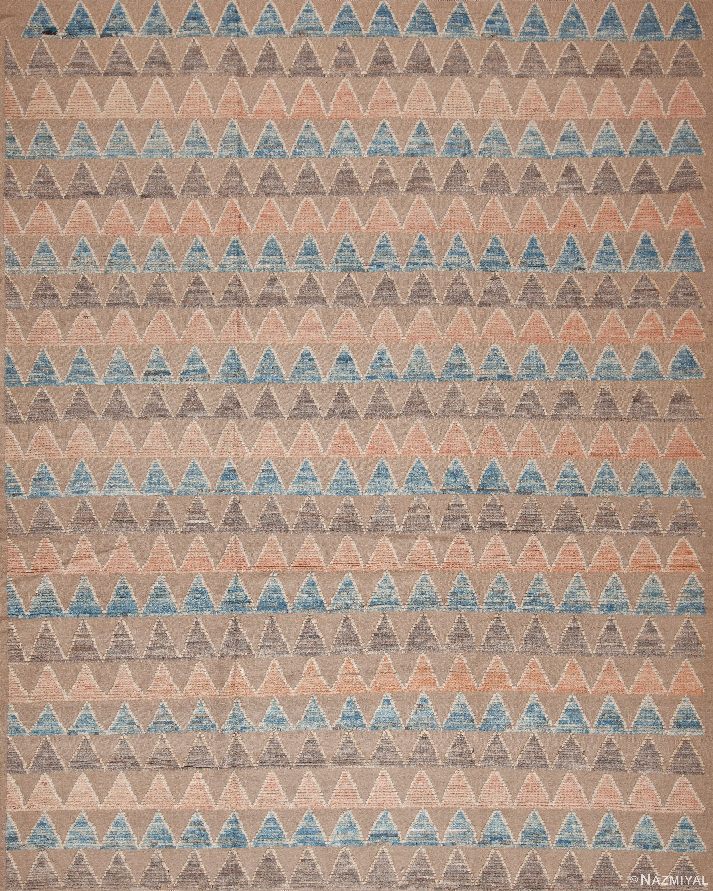 Beautiful Calming Neutral Color Modern Contemporary Soft Pastel Color High Low Pile Geometric Chevron Design Rug 11491 by Nazmiyal Antique Rugs