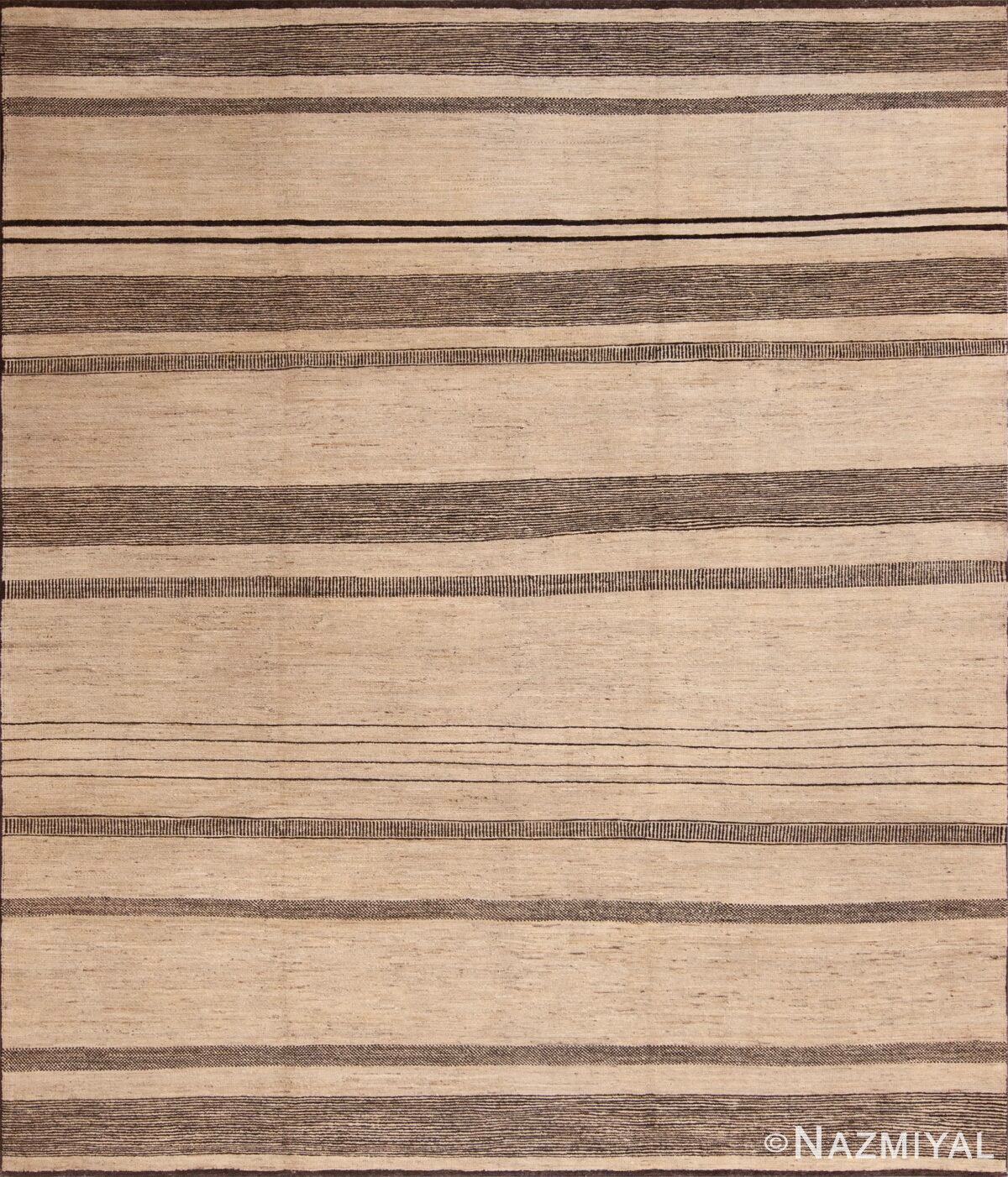 Modern Cream and Charcoal Color Minimalist Geometric Room Size Area Rug 11357 by Nazmiyal Antique Rugs