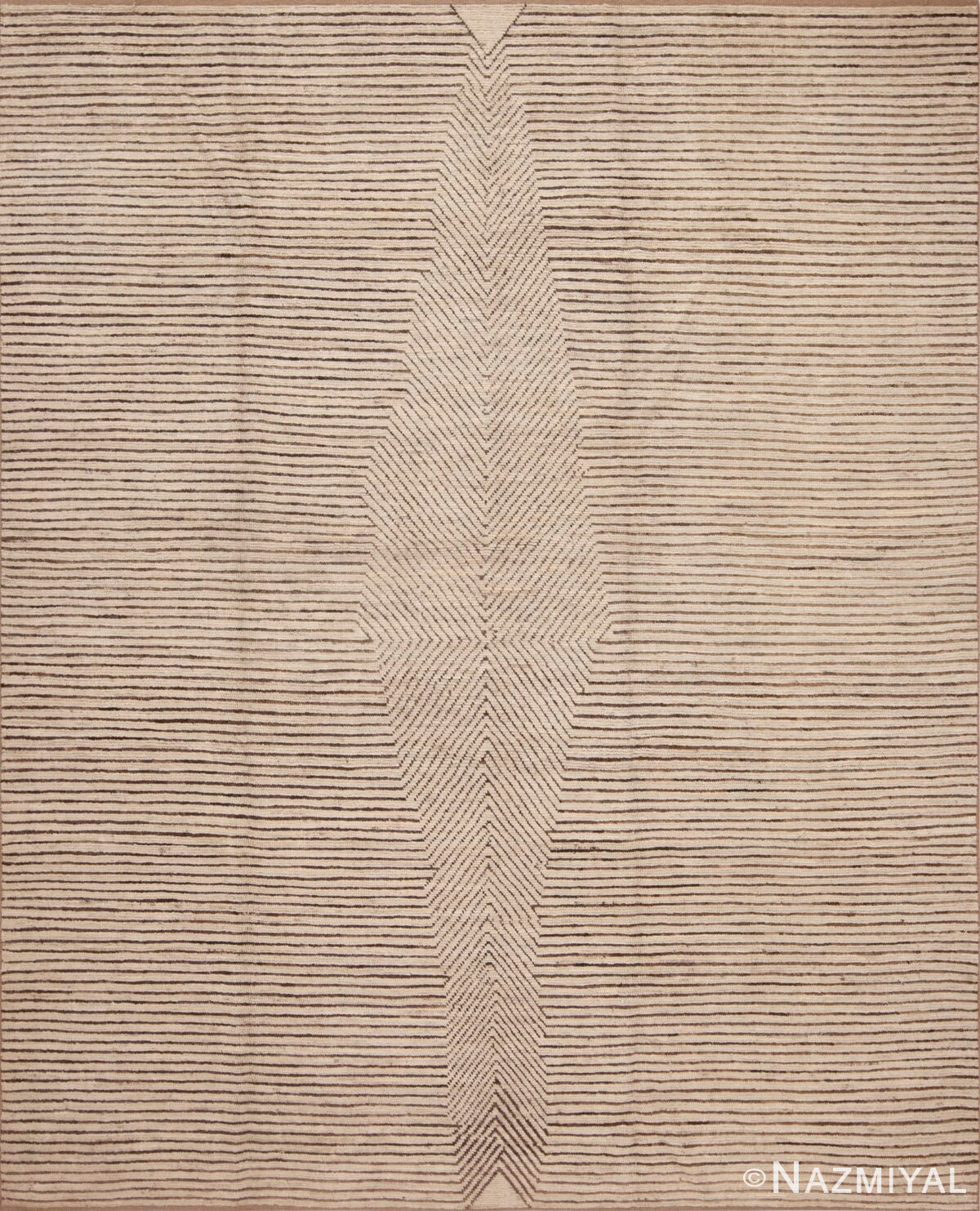 A Modern Decorative Cream Color Artistic Room Size Contemporary Area Rug 11348 by Nazmiyal Antique Rugs