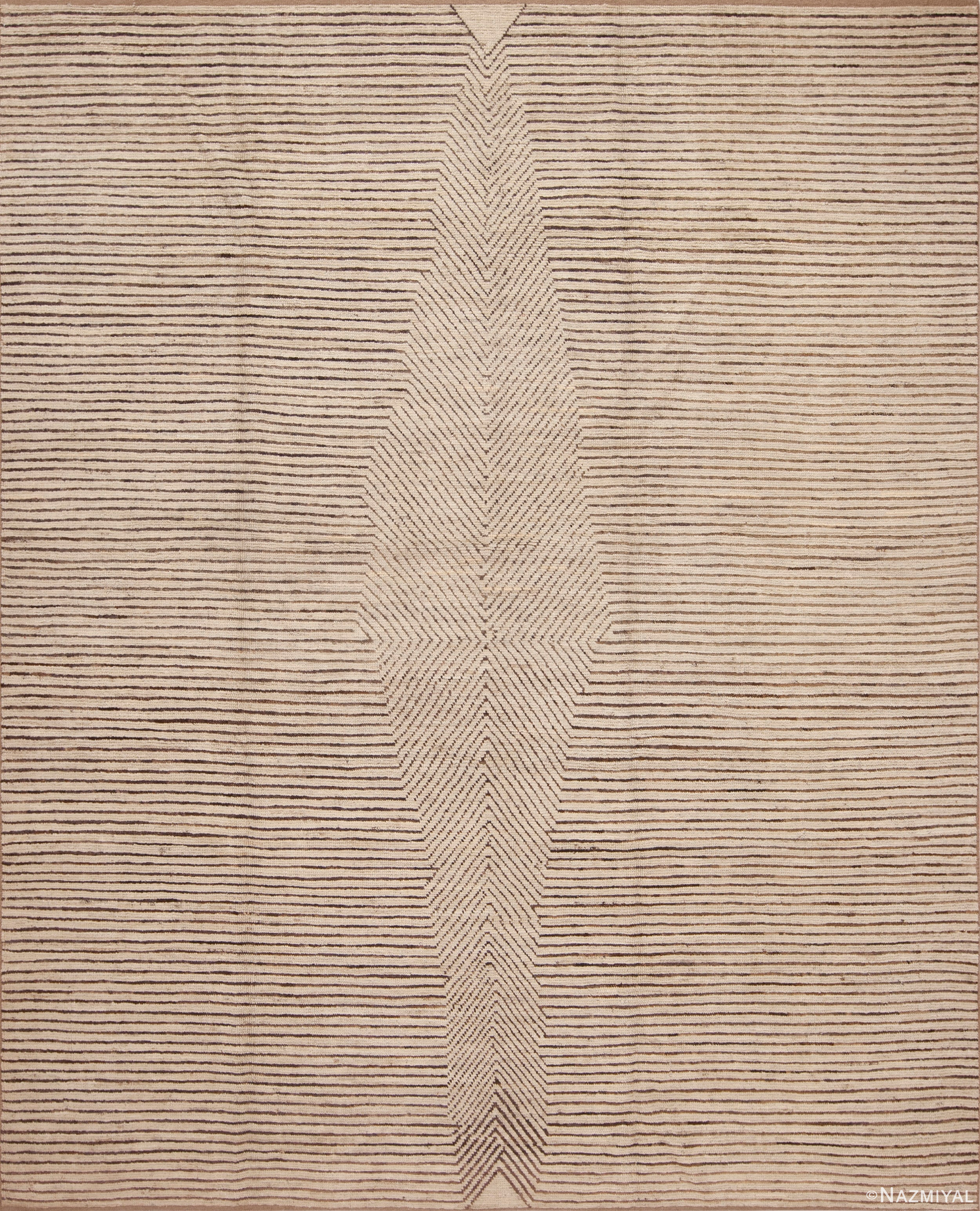 A Modern Decorative Cream Color Artistic Room Size Contemporary Area Rug 11348 by Nazmiyal Antique Rugs