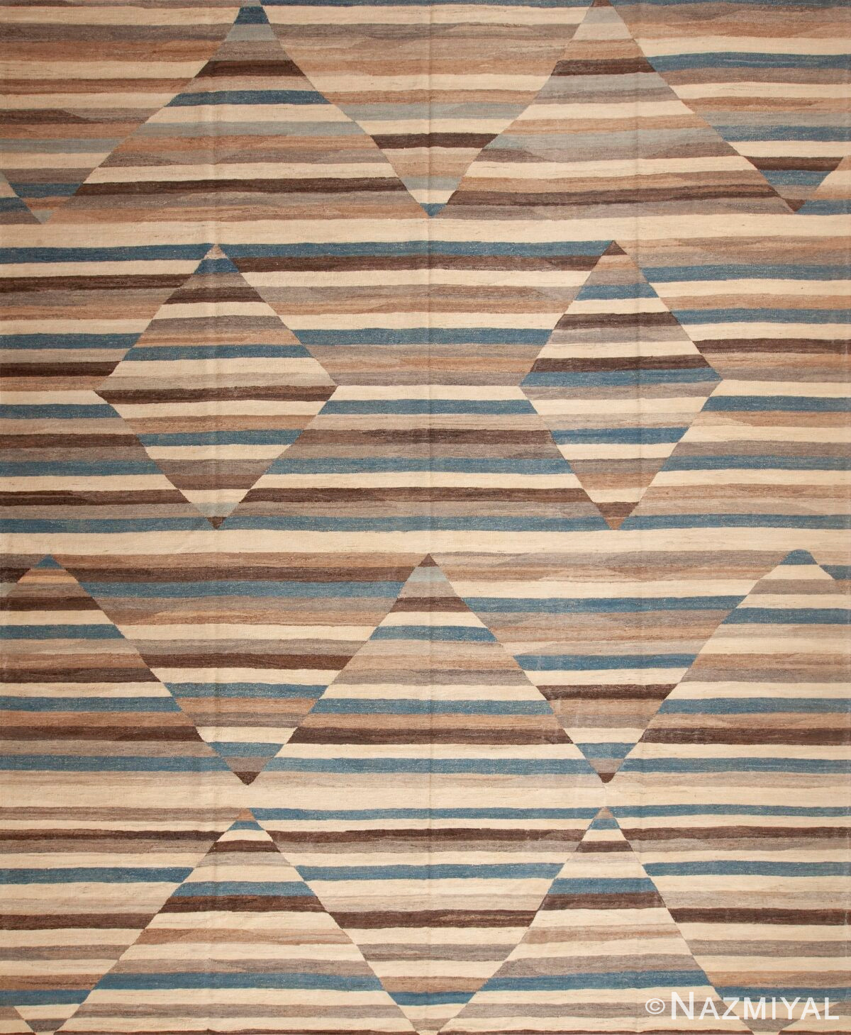 A Wonderfully Artistic Neutral Color Geometric Design Contemporary Large Size Modern Flat Weave Kilim Rug 11732 by Nazmiyal Antique Rugs