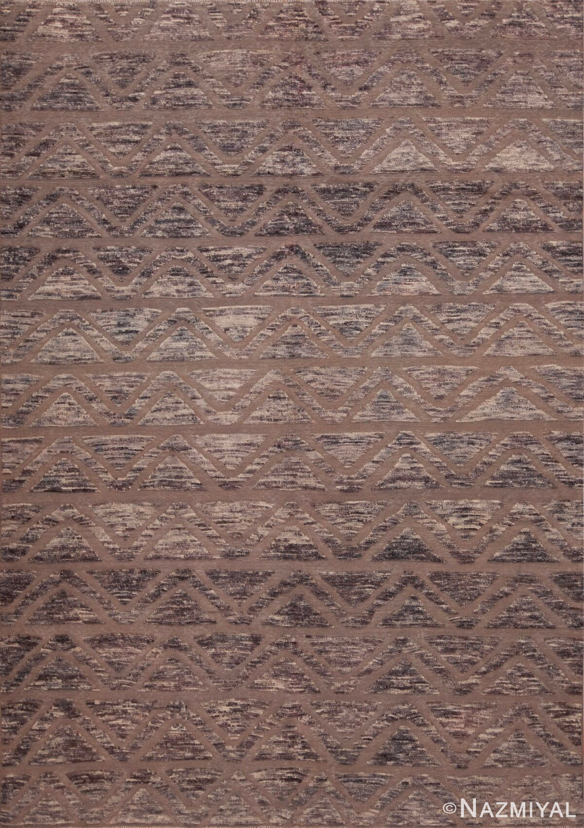 Neutral Silver Grey Color Geometric Chevron Deign Modern Area Rug 11267 by Nazmiyal Antique Rugs