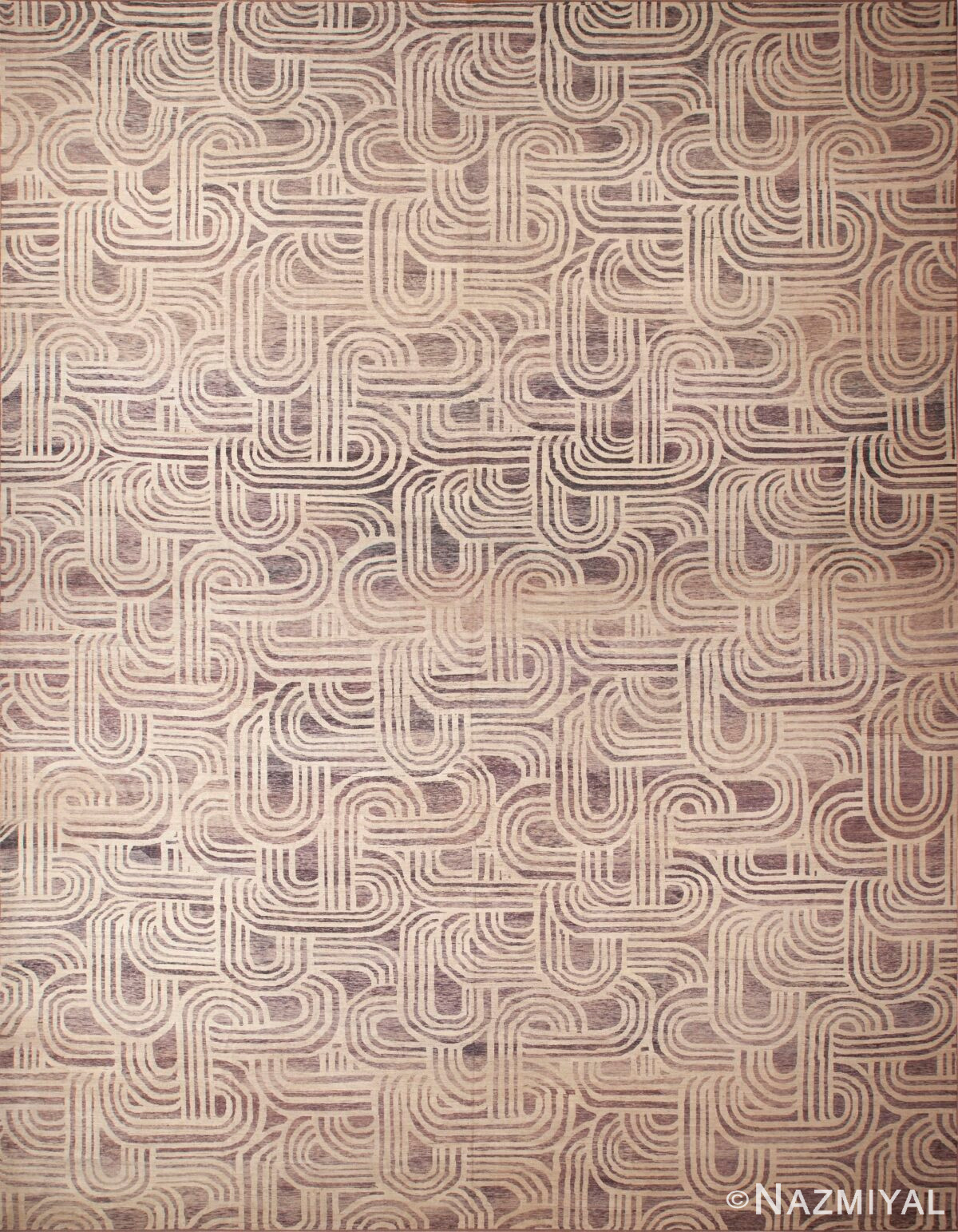 Oversized Neutral Purple Grey Color Art Deco Hollywood Regency Style Modern Area Rug 11863 by Nazmiyal Antique Rugs