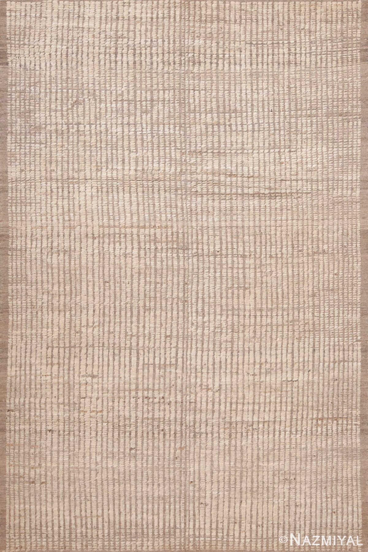 Light Cream Color Minimalist Design Modern Soft Wool Pile Modern Area Rug 11229 by Nazmiyal Antique Rugs